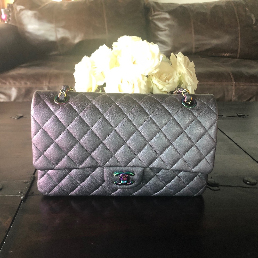 Chanel Iridescent Purple Medium Classic 2 NWT 16C